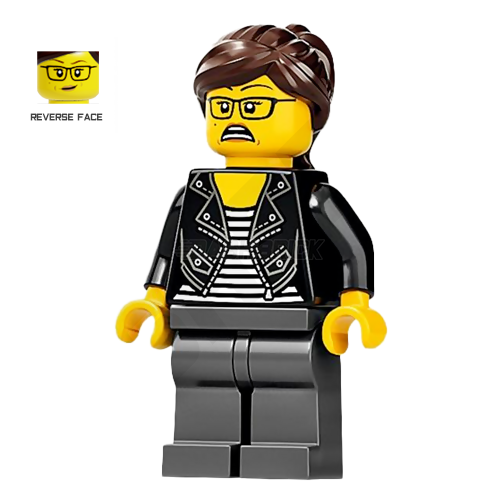LEGO Minifigure - "Charlotte" Female, Jacket, Striped Shirt, Glasses [CITY]