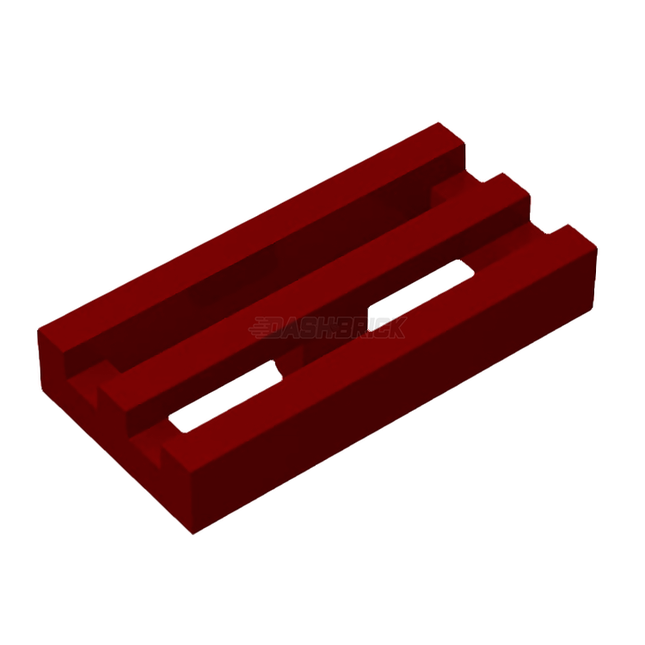 LEGO Tile, Modified 1 x 2 Grille, Bottom Groove/Lip, Dark Red [2412b] 4541506