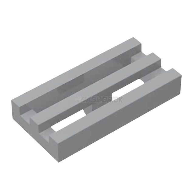 LEGO Tile, Modified 1 x 2 Grille, Bottom Groove/Lip, Light Grey [2412b] 4211350