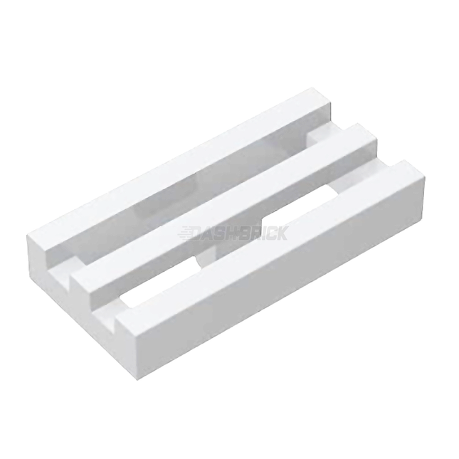 LEGO Tile, Modified 1 x 2 Grille, Bottom Groove/Lip, White [2412b] 241201