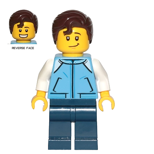 LEGO Minifigure - Male, Blue Jacket, Hair Swept Right with Front Curl [CITY]