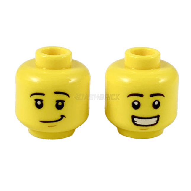 LEGO Minifigure Part - Head, Raised Eyebrows, Lopsided Grin / Smile Showing Teeth [3626cpr2836] 6256543