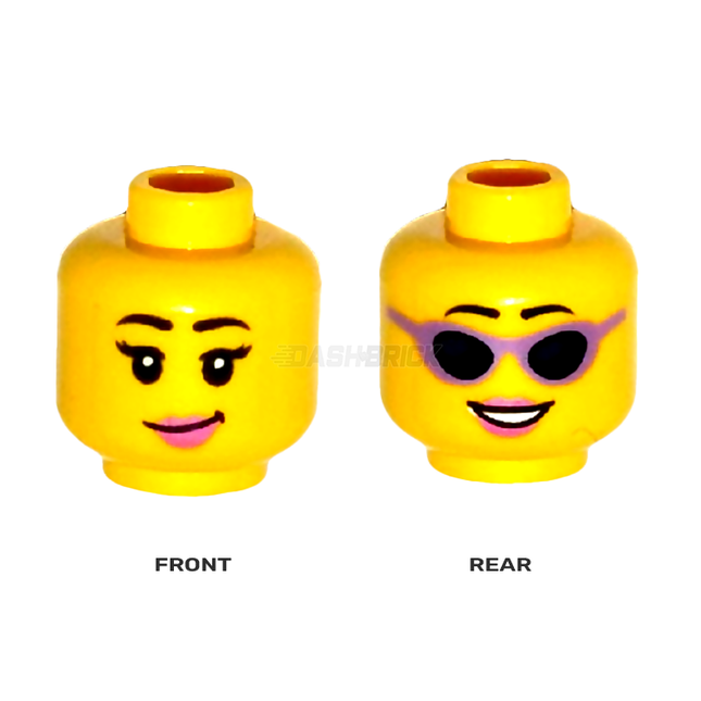 LEGO Minifigure Part - Head, Female, Pink Lips, Eyelashes/Sunglasses [3626cpb1277] 6103171