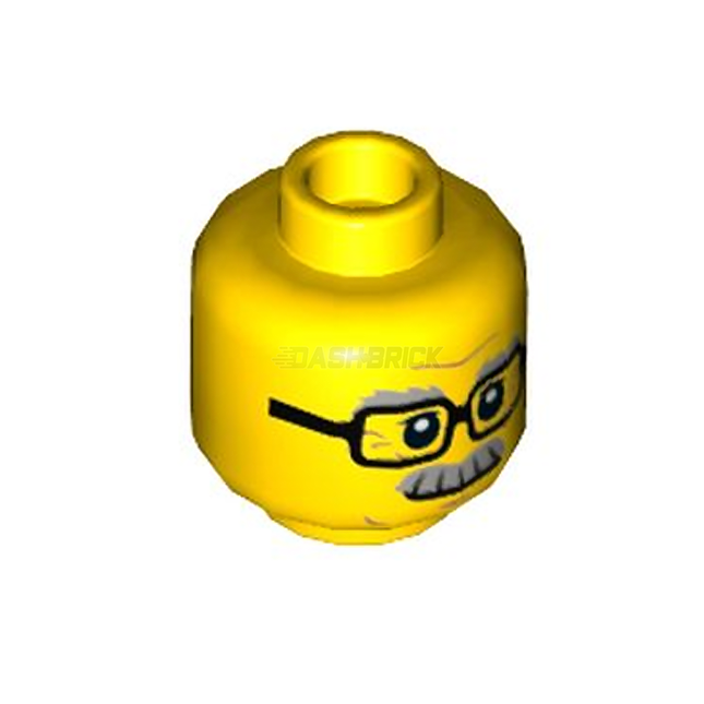 LEGO Minifigure Part - Head, Glasses Rectangular, Gray Eyebrows and Moustache [3626cpr1964] 6153321