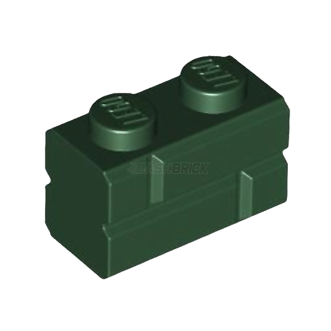 LEGO Brick, Modified 1 x 2, Masonry Profile, Dark Green [98283] 6400283