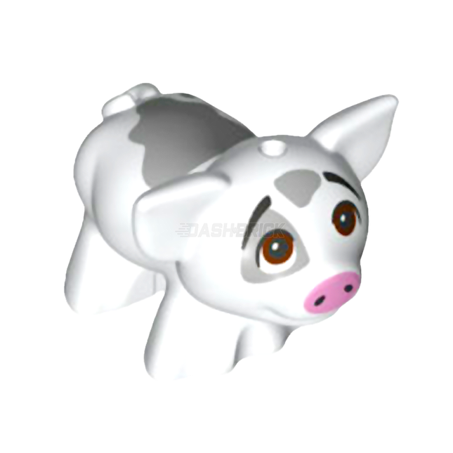 LEGO Minifigure Animal - Pig, "Pua" White, Brown Eyes Looking Up, [28318pb03]