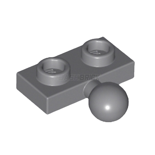 LEGO Plate, Modified 1 x 2, Tow Ball on Side, Dark Grey [14417]