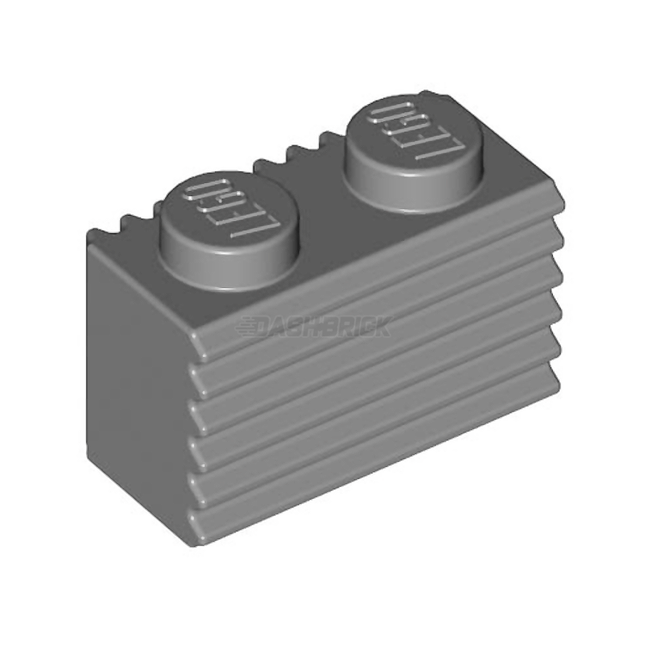 LEGO Brick, Modified 1 x 2, Grille Profile (Flutes), Dark Grey [2877]