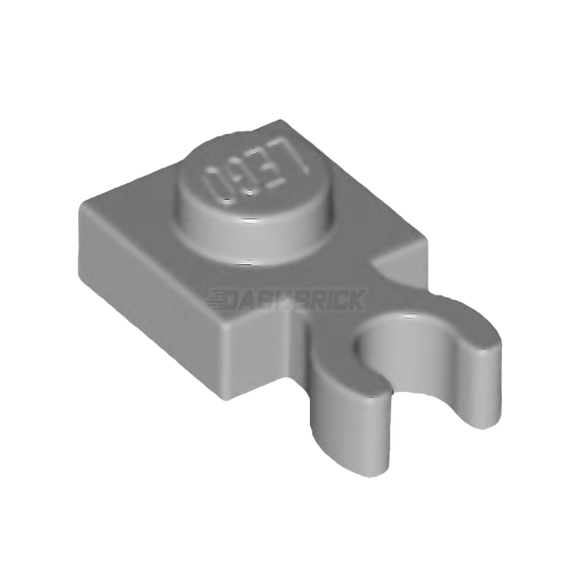 LEGO Plate, Modified 1 x 1, Open O Clip Thick (Vertical Grip), Light Grey [4085d / 60897]
