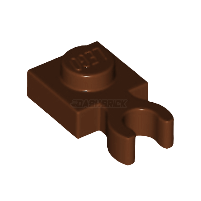 LEGO Plate, Modified 1 x 1, Open O Clip Thick (Vertical Grip), Reddish Brown [4085d / 60897]