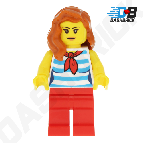 LEGO Minifigure - Beachgoer, Female, White and Blue Striped Top [CITY]