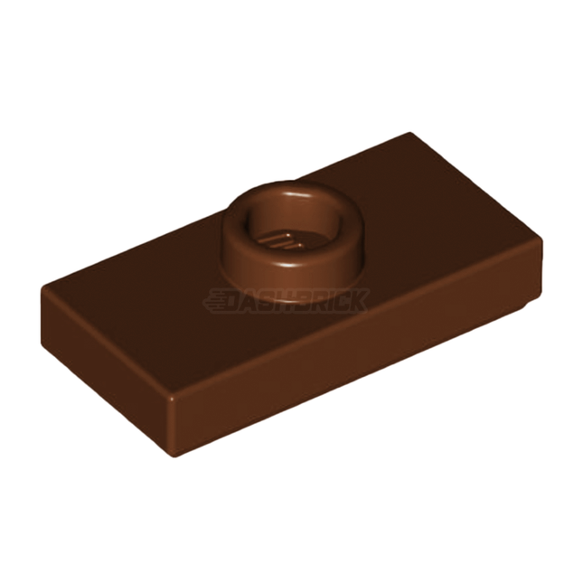 LEGO Plate, Modified 1 x 2, 1 Stud with Groove, with Jumper, Reddish Brown [15573] 6092590