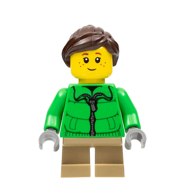 LEGO Minifigure - Child - Girl, Green Jacket, Freckles, Ponytail [CITY]