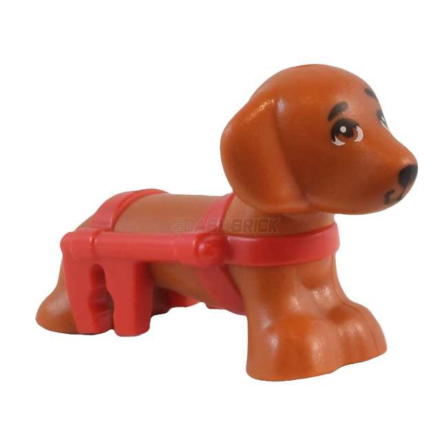 LEGO Minifigure Animal - Dog, Dachshund with Red Harness, Printed Eyes "Pickle" [100559pb03] 6510644