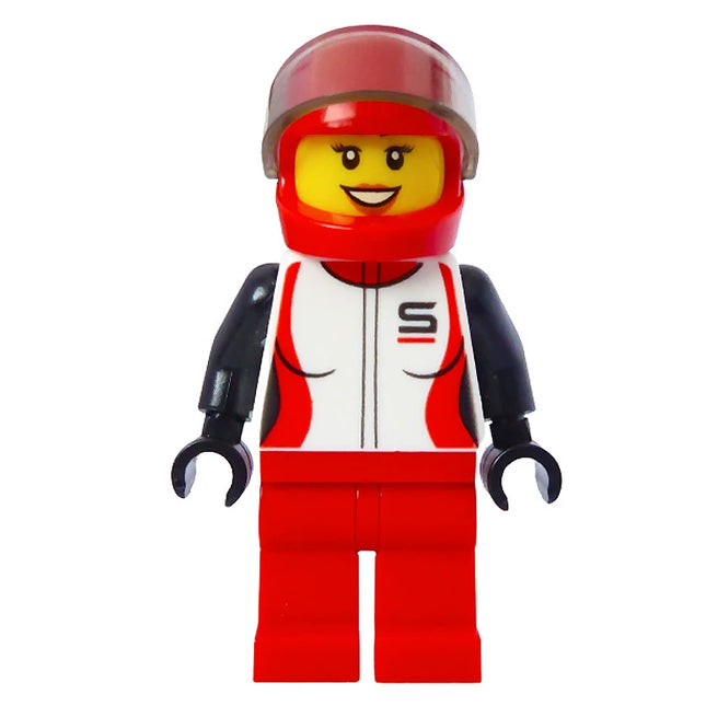 LEGO Minifigure - Female, Race Car Driver, Racing Jacket, Red Helmet (2020) [CITY] cty1109