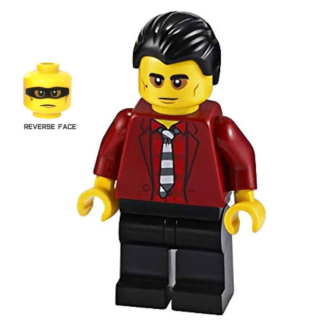 LEGO Minifigure - Male, Bandit Crook Vito, Tie, Slick Hair (2020) [CITY]