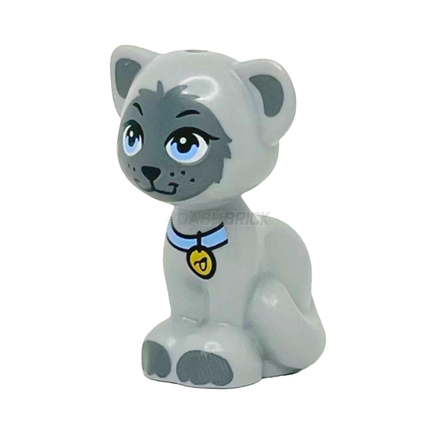 LEGO Minifigure Animal - Cat, "Gertrude", Sitting with Blue Colar, Light Grey [11602pb13] 6416450