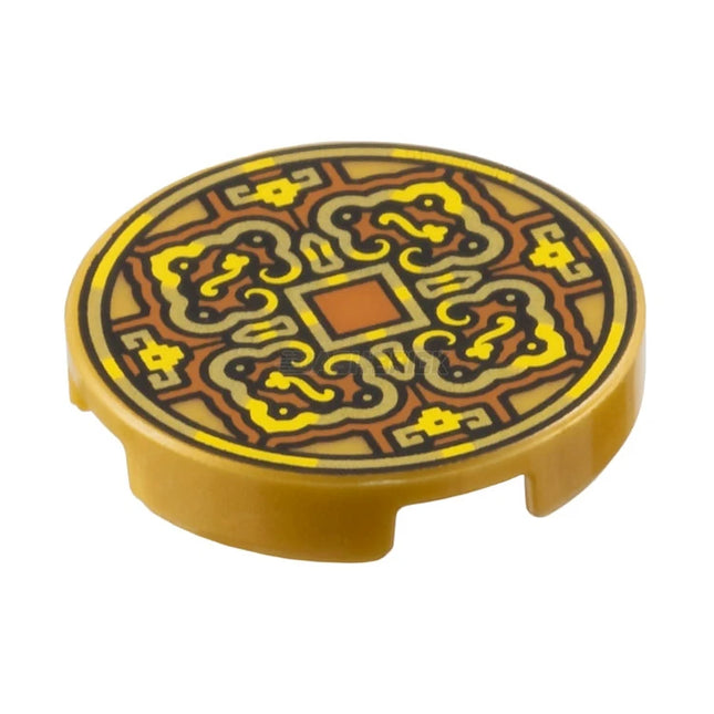 LEGO Minifigure Accessory - Gold Coin, 4 Petal Flower Design, 2 x 2 Tile, Pearl Gold [14769pb726] 6516513