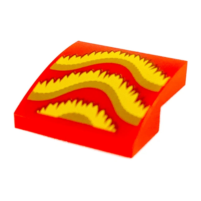 LEGO Slope, Curved 2 x 2 x 2/3, Gold/Orange Fringe Pattern, Red [15068pb226] 6298835