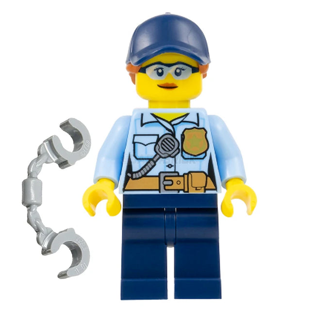 LEGO Minifigure - Female, Police, Badge and Radio, Cap, Ponytail, Safety Glasses (2023) [CITY]