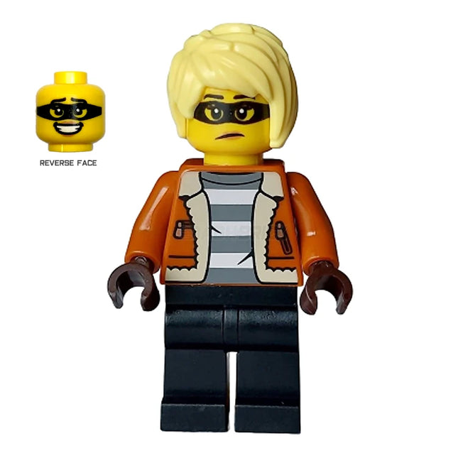 LEGO Minifigure - Female, Bandit/Crook, Jacket, Mask (2023) [CITY]
