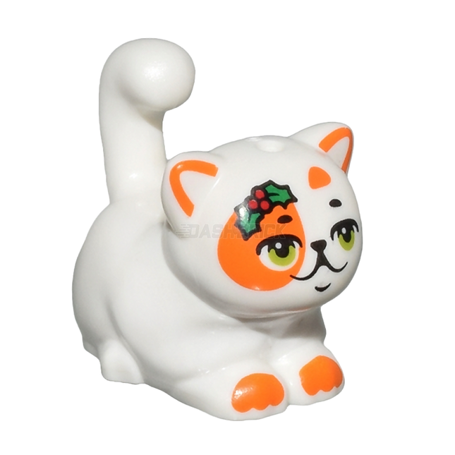 LEGO Minifigure Animal - Cat, "Churro", Large, Sitting, Christmas Holly [2652pb03]