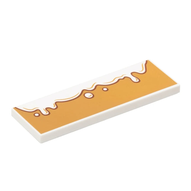 LEGO Dripping Icing Sign, Medium Nougat, Tile 2 x 6, White [69729pb143] 6519478