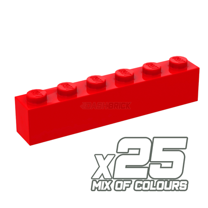 LEGO "Just Bricks - Pack of 25" - 1 x 6 Bricks [3009] Assorted Colours