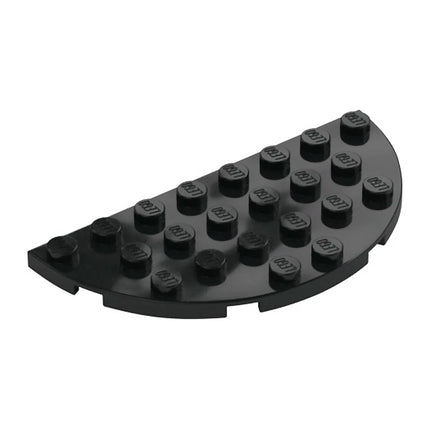 LEGO Plate, Round Half 4 x 8, Black [22888] 6133200