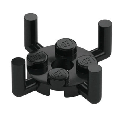 LEGO Plate, Round 2 x 2 with Pin Hole and 4 Bar Arms Up, Black [98284] 6313508