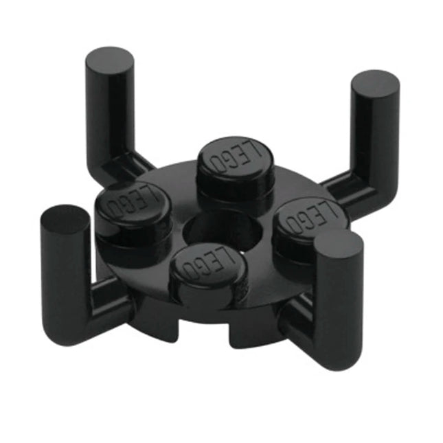 LEGO Plate, Round 2 x 2 with Pin Hole and 4 Bar Arms Up, Black [98284] 6313508