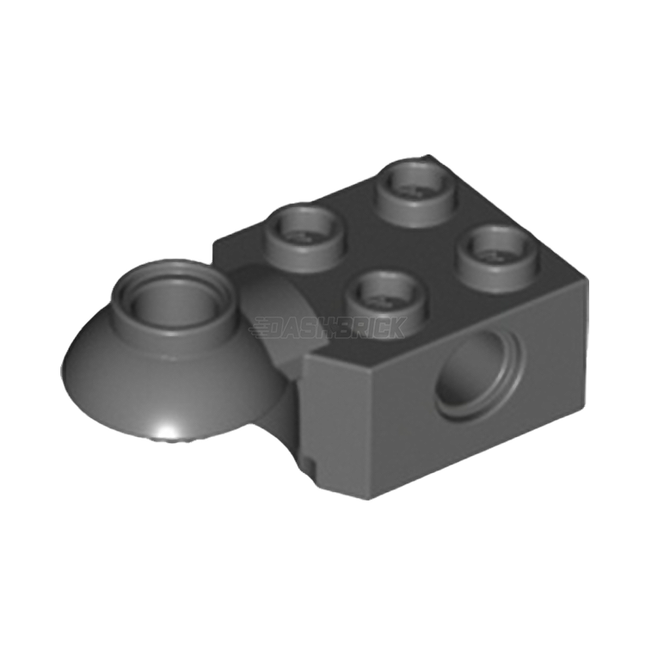 LEGO Technic, Brick Modified 2 x 2 with Pin Hole and Rotation Joint Ball Half Horizontal, Dark Grey [48170] 6279898