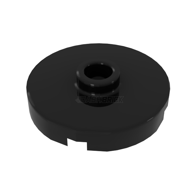 LEGO Tile, Modified, Round x 2, Open Stud (Barrel Lid), Black
