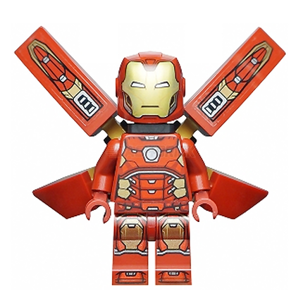 LEGO Minifigure - Iron Man, Silver Hexagon on Chest, Wings [Marvel]