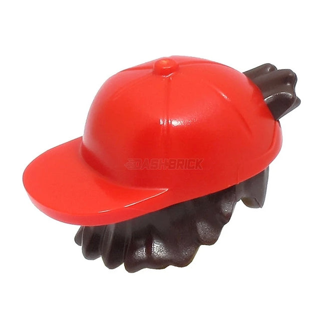 LEGO Minifigure Part - Hair/Cap Combo, Short Tousled Hair with Molded Red Cap [65730pb02] 6394231