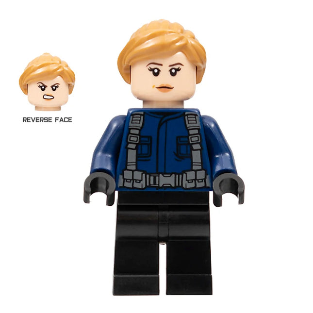 LEGO Minifigure - ACU Guard - Female, Medium Nougat Hair, Light Nougat Head (2022) [JURASSIC WORLD]