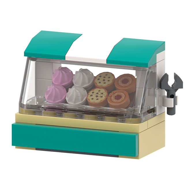 LEGO "Bakery Shop Front" - Clear Window, Donuts, Cookies, Cup Cakes [MiniMOC]