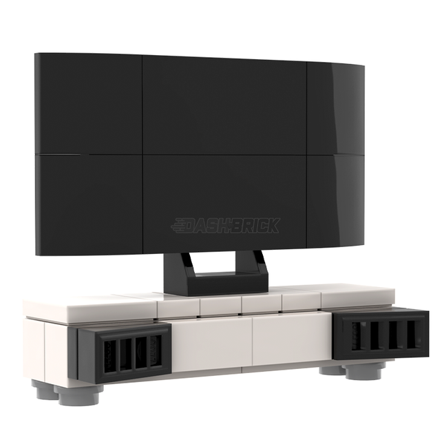 LEGO "Big Screen" - Widescreen TV, Entertainment Unit, Speakers, White [MiniMOC]