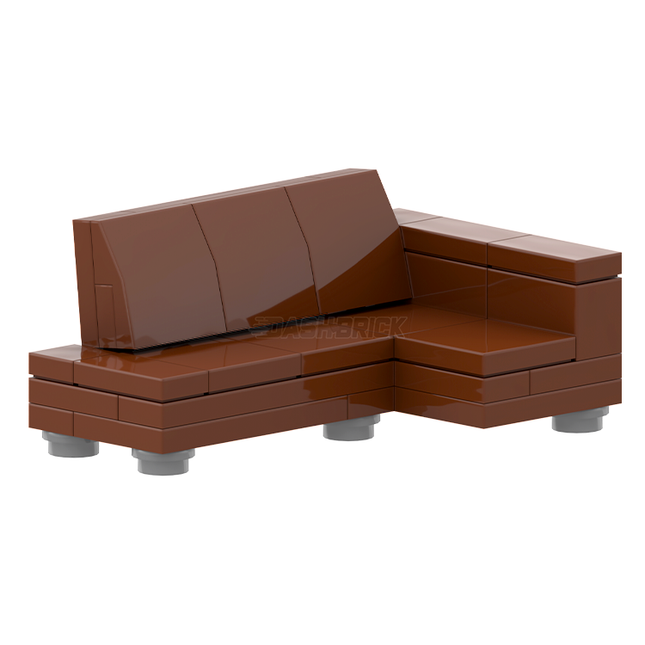LEGO "Convertible Corner Lounge" - Large Couch, Adjustable, Reddish Brown [MiniMOC]