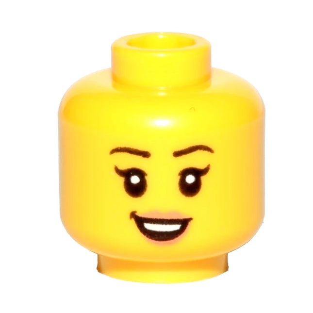 LEGO Minifigure Part - Head Female, Single Eyelashes, Nougat Lips, Open Mouth Smile [3626pb2381] 6270320