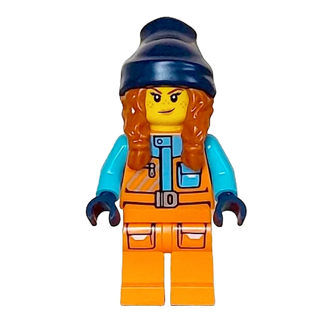 LEGO Minifigure - Female, Arctic Explorer, Orange Jacket, Beanie, Braids (2013) [CITY]