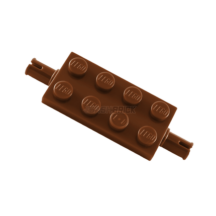 LEGO Plate, Modified 2 x 4 with Pins, Thin Angled Supports, Reddish Brown [30157] 4270882