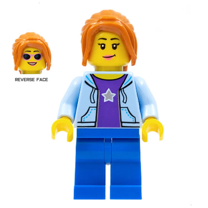 LEGO Minifigure - Female, Hiker, Hoodie, Ponytail Long with Side Bangs (2017) [CITY]