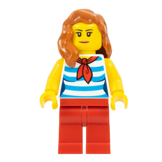 LEGO Minifigure - Female, Beachgoer, Striped Shirt with Red Scarf (2017) [CITY]