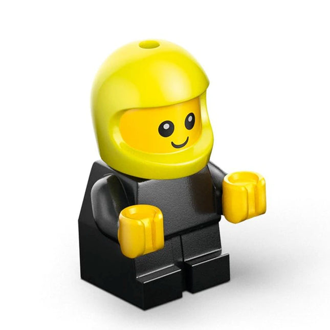 LEGO Minifigure - Driver Junior Baby, Black Body, Neon Yellow Helmet (Game Car Racer) [CITY]