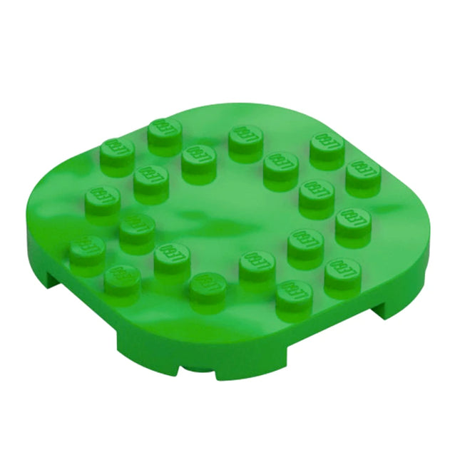 LEGO Plate, Modified 6 x 6 with Rounded Corners and 4 Feet, Bright Green [66789] 6301631