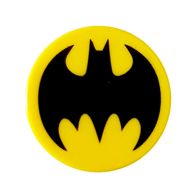 LEGO Minifigure Accessory - Tile, Black Bat Batman Logo, Yellow (Round 2 x 2) [14769pb120] 6151937