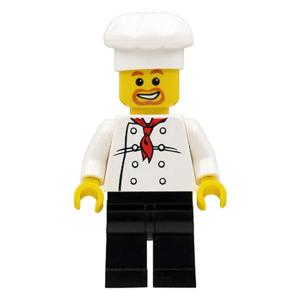 LEGO Minifigure - Male, Chef - White Torso with 8 Buttons, Black Legs, Beard (2009) [CITY]