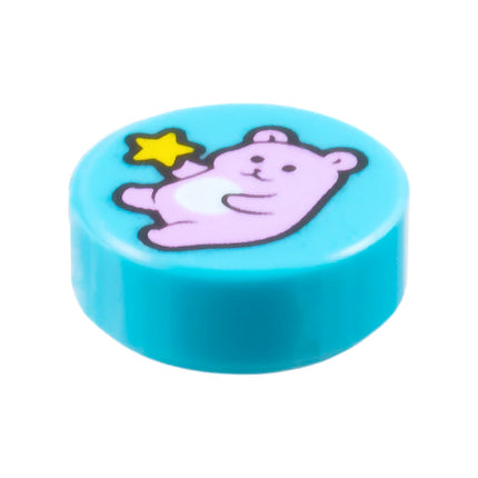 LEGO Minifigure Accessory - Tile, Bright Pink Teddy Bear, Yellow Star [98138pb454]