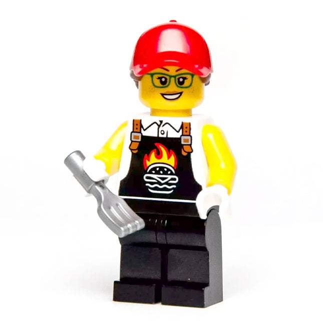 LEGO Minifigure - Burger Truck Vendor, Overalls, Red Cap (2024) [CITY]